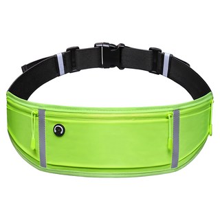 ZQK 多功能健行跑步夜光安全腰包, 藍色/綠色, 1個