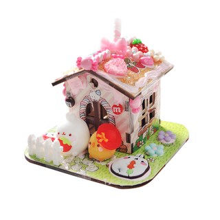2Youngdesign Molang DIY 紙板小夜燈 Set 餅乾屋外觀 附可愛裝飾品, 什錦色, 1組