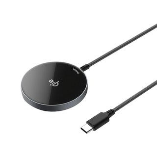 amuok 艾默克 極簡 mini Qi2 磁吸無線充電器 自帶線, 1個, 黑色