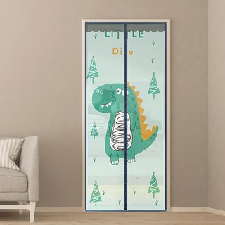半島良品 魔術膠靜音磁吸防蚊門簾, 加寬 綠色恐龍