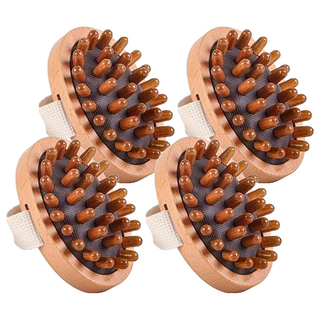 氣墊疏通經絡刷, 天然櫸木耐用橡膠碳化竹, 11x8cm, 單一顏色, 4個