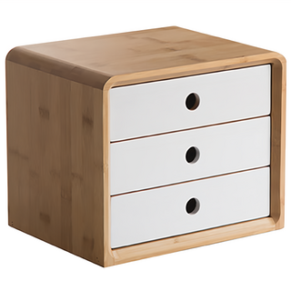 楠竹款桌面抽屜櫃 桌面收納 辦公室收納 文具收納, 3層, 混白色