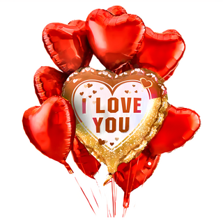 I LOVE YOU 紅色愛心氣球 9件組, 1組
