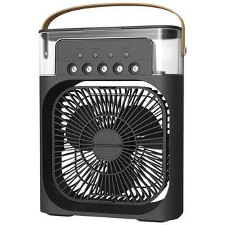 CHENYUN 呈云 USB桌面5孔噴霧水冷風扇 6吋 USB Type-C供電 600ml水箱 7色LED彩光 3檔風速可調, ACF01, 黑色