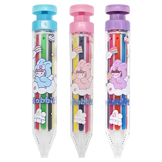 創意8色自動按壓蠟筆 3支 筆身15cm 塑料+蠟筆材質, 3色, 1組