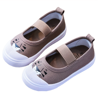 愛貝比 鬆緊套鞋 幼稚園室內鞋 休閒鞋 兒童帆布鞋 咖獅子 185mm