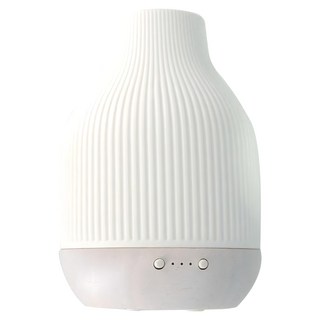 白玉條紋橡木香氛水氧機, 180ml, 暖光, CAAD0105, 白色