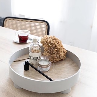 沐慕家居 多用途收納托盤, 直徑30 x 7.2公分, 灰色, 1個