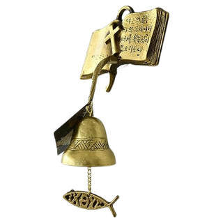 Intodeco 青銅製聖經十字架門鈴, 7*11*7cm, 金屬色