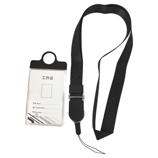 Viita 鋁合金防消磁工作證 識別證 透明掛牌可拆卡套組 直/黑色, 120 x 60mm