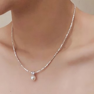 Sayaka 紗彌佳 日本輕奢柔美水晶珍珠項鍊, 鍊長40cm + 延長鍊5cm, 珍珠