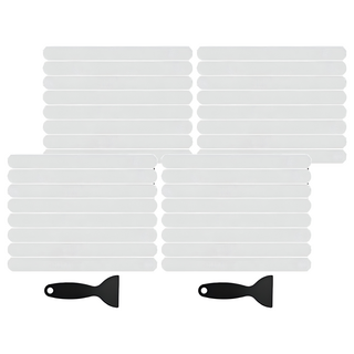 廚衛地板浴缸防水止滑無痕貼片 Set 24片 附刮刀 S形(18x1.3cm) PEVA材質, 長條(20 x 2cm), 透明, 4組