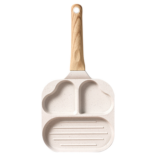 ANTIAN 3合1麥飯石愛心早餐煎蛋漢堡不粘鍋 電磁爐瓦斯爐通用 18.5cm, 1個