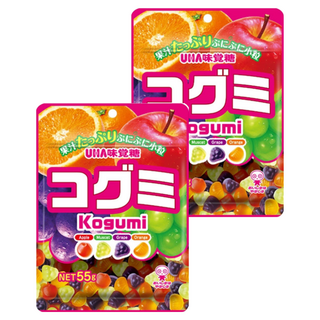 UHA 味覺糖 Kogumi 酷Q彌軟糖, 100%果汁製作, 小巧有嚼勁, 55g, 2包