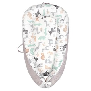 vanibaby 嬰兒床中床豪華組 機洗機烘 頂級純棉, 北歐動物 白色