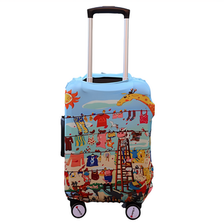 LittleChili 行李箱套, M(22~26吋), 歡樂動物 藍色