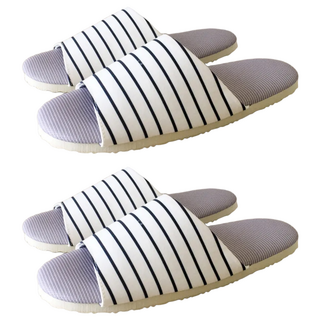 TAIWAN SLIPPER 台灣犀利趴 家居拖鞋，厚軟舒適，抗滑EVA鞋底，台灣製造, 純白條紋, M, 2雙