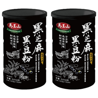 馬玉山 黑芝麻黑豆粉 全素食纖維 即時沖泡, 520g, 2罐