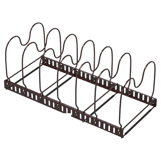 comet 可調式平底鍋收納架 31.5-57.5*18*18cm, 黑色, 1個, 6層