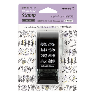 MIDORI 迴轉印章 附印台 連結 油性顏料系印墨 8 designs, 黑色, 1個