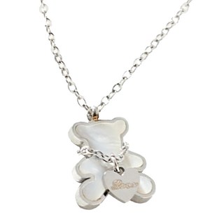 noid-b 女款 醫療鋼縞瑪瑙螺鈿泰迪熊心形項鍊