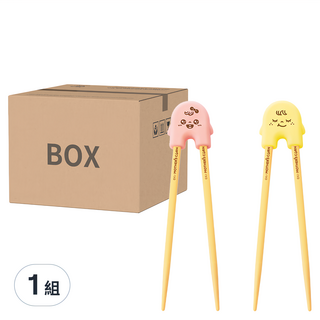 MOTHER'S CORN 新款兒童學習筷組 兒童防滑學習筷, 粉紅色+黃色, 1組