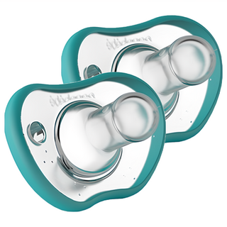 nanobebe 母感安撫奶嘴 Set 2, 弧度貼合, 多種清洗方式, 圓頭透明奶嘴, 0歲以上, 湖水藍, 2個