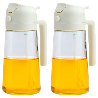 Reddot 紅點生活 倒噴兩用控量玻璃油瓶 米灰白, 470ml, 2個