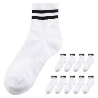 輕鬆的腿 女款鮮豔雙線中筒襪 10雙