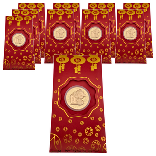 財神爺紅包金幣 (多款式隨機) 開運金幣+亞克力 紅包袋 - 紙, 10個