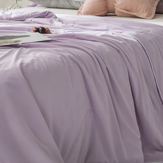 天絲涼感被 極凍冰冰被 夏被 雙人 抑菌羽絲棉, 230 x 200cm, 丁香紫, 1個