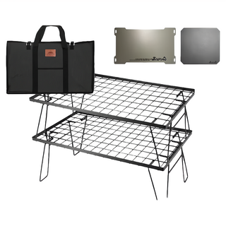 Campingmoon 柯曼 多用途折疊網桌2個 + 收納袋組 + 天板 + 連接板組, Black