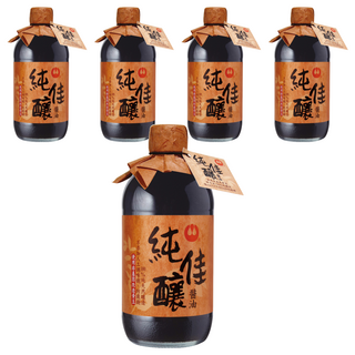 萬家香 純佳釀醬油 100%純釀造 不使用非基因改造黃豆 不添加防腐劑, 450ml, 5瓶