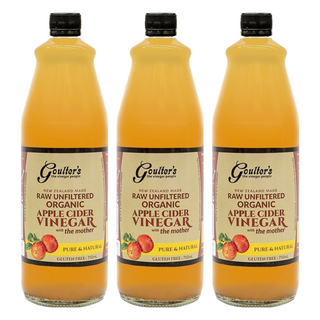 Goulter's 紐西蘭有機蘋果醋 未過濾 保留醋母, 750ml, 3瓶