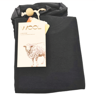 MAGNAN 天絲羊毛圓領內搭上衣, 柔軟細緻, 布料彈性佳, L, 黑色