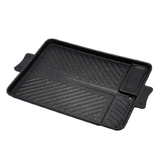 新錸家居 韓式麥飯石卡式爐斜紋不沾烤盤, 37.5cm, 1個