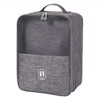 EZlife 可插桿旅行收納多雙鞋袋 加大款 灰色 行李箱固定設計 多功能收納 耐磨透氣, 1個