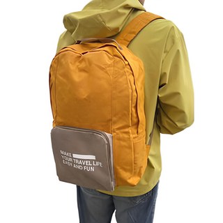 WIDE VIEW 折疊式行李箱拉桿後背包, 陽離子防水布料, 透氣背帶, 摺疊收納, 橘色, 展開55 x 25 x 22cm 收納22 x 20 x 5cm