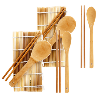 Bloom at home 壽司竹簾3件組+竹製湯匙筷子組, Natural, 2組