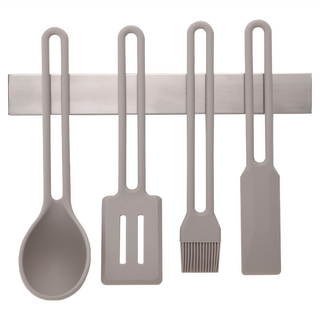 Reborn.J Awesome系列 矽膠廚具4件組 (灰色), 湯勺+鍋鏟+刮刀+油刷, 1組