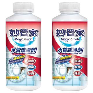 妙管家 水管疏通劑，高效溶解微粒，適用於各種家用水管，抑制細菌滋生，保持清潔, 18oz, 2瓶