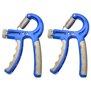 基礎款可調節握力器 Set, 旋鈕調整, 10kg-60kg, 防滑手柄, 15.5 x 10cm, 天藍色, 2個