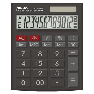 JINHO 京禾 12位元 雙電源大按鍵大面板計算機, 黑色, 1台