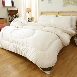 FOCA 羊毛局認證 立體邊絲光緹花 100%純羊毛被, 白色