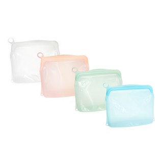 OUTSY 果凍QQ矽膠食物夾鏈袋 食品級矽膠安全無毒 密封可裝液體 耐冰耐熱 可微波加熱, 標準款1000ml, 4個, 1組