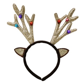 聖誕鈴鐺金色麋鹿髮箍, 金色, 4個