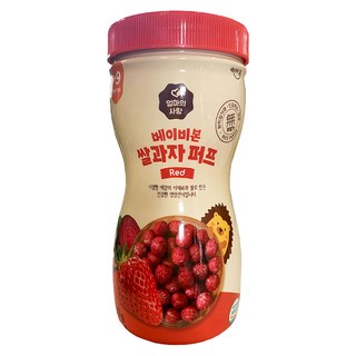 Baby Bonjuk 泡芙米餅 韓國產大米, 草莓風味, 50g, 1瓶