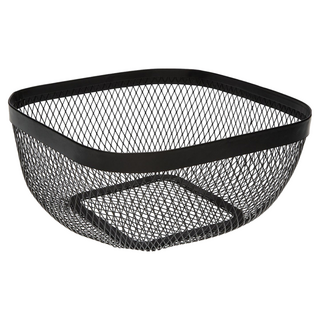 VERSA 網紋鏤空水果籃, 黑色, 26 x 26 x 12cm, 簡約現代風格, 1個