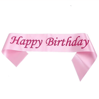 六分埔禮品 生日背帶 單面印刷, 160 x 9.5cm, 粉色, 1條