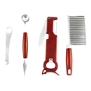 上龍 雕刻調理組 8功能 輕鬆蔬果 料理變簡單, 多功能削皮刀 + 雕果器 + 螺絲刀 + 波浪刀, 1組